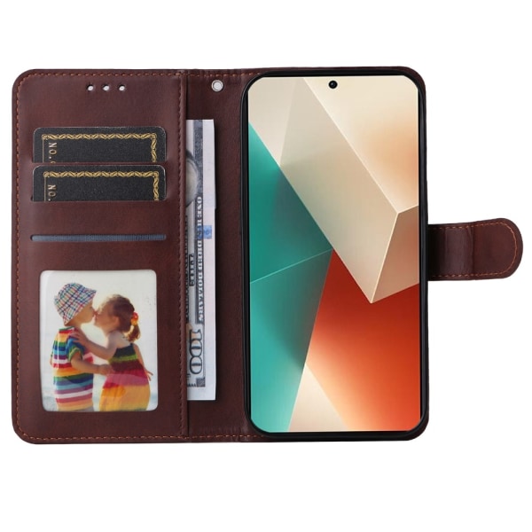 SKALO Xiaomi Redmi Note 13 5G PU-læder Pungetui - Vælg farve Brown