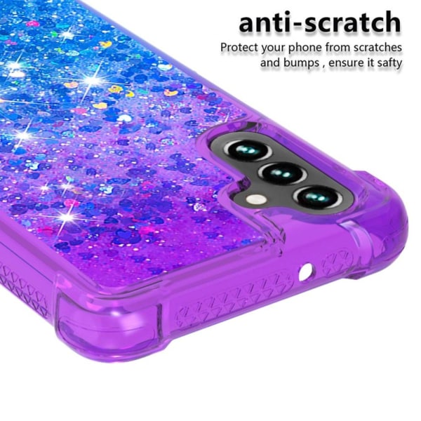 SKALO Samsung A13 5G Juoksuhiekka Glitter Sydämet TPU kuori - Violetti-Sininen Multicolor