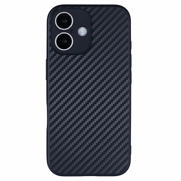 SKALO iPhone 16 Carbon Fiber TPU-suojakuori - Musta Black