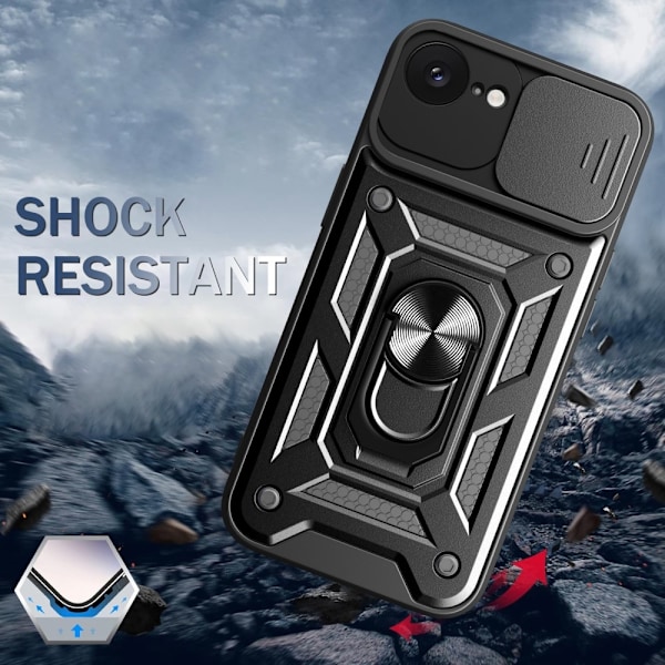 SKALO iPhone 16e Armor Metallinen rengas -kamerasuojus Suojakuori - Sininen Blue