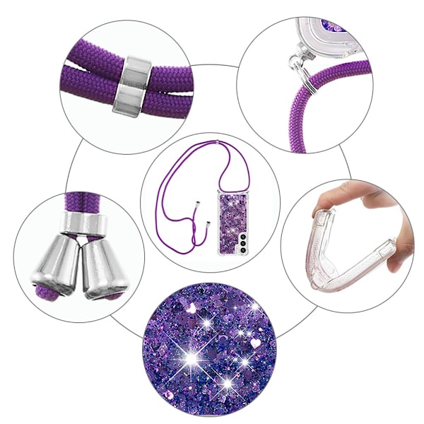 SKALO Samsung S24 Juoksuhiekka Glitter Mobile kaulapanta - Violetti Purple