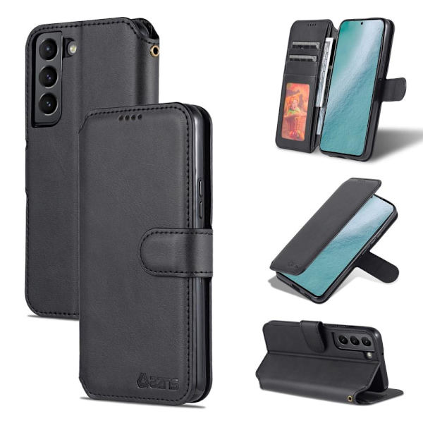 SKALO Samsung S22+ AZNS Premium Cut Plånboksfodral - Svart Black