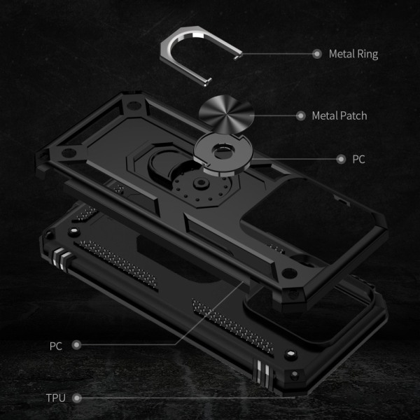 SKALO Xiaomi 14 5G Armor Hybrid Metallring skal - Svart Svart