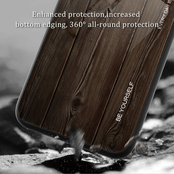 SKALO Samsung A15 5G Wood Härdat Glas TPU-skal - Brun Brun