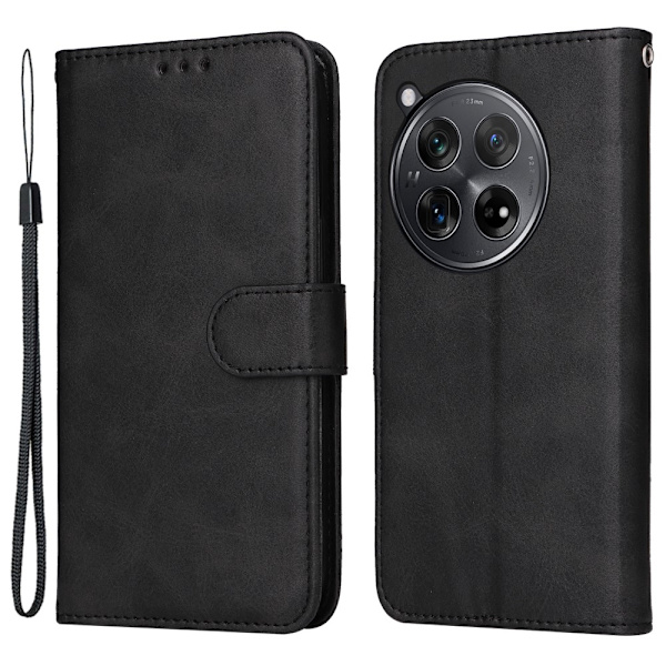 SKALO OnePlus 12R 5G PU-nahkainen Lompakkokotelo - Valitse väri Black