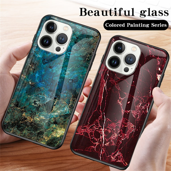SKALO iPhone 16 Pro Marmori karkaistu lasi TPU-suojakuori - #1 Multicolor