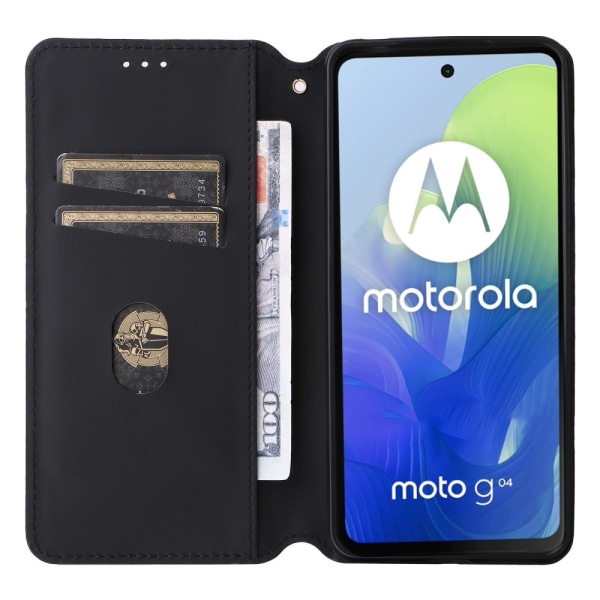 SKALO Motorola Moto G04 Embossed Plånboksfodral i PU-Läder - Bru Brun