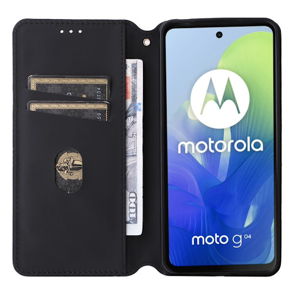 SKALO Motorola Moto G04 Embossed Plånboksfodral i PU-Läder - Brun Brun