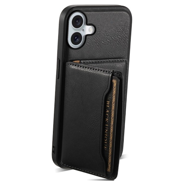DENIOR iPhone 16 D12 Kuori+Lompakko - Musta Black