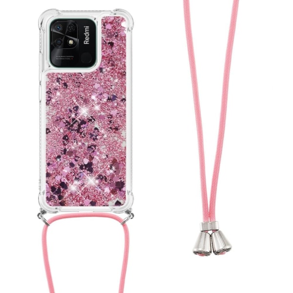 SKALO Xiaomi Redmi 10C Kvicksand Glitter Mobilhalsband - Roségul Rosa guld