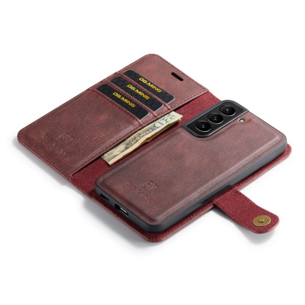 DG MING Samsung S23 2-in-1 magneetti lompakkokotelo - Punainen Red