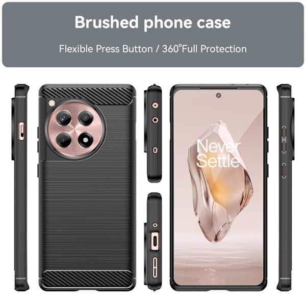 SKALO OnePlus 12R 5G Armor Carbon Iskunkestävä TPU suojakuori - Valitse väri Black