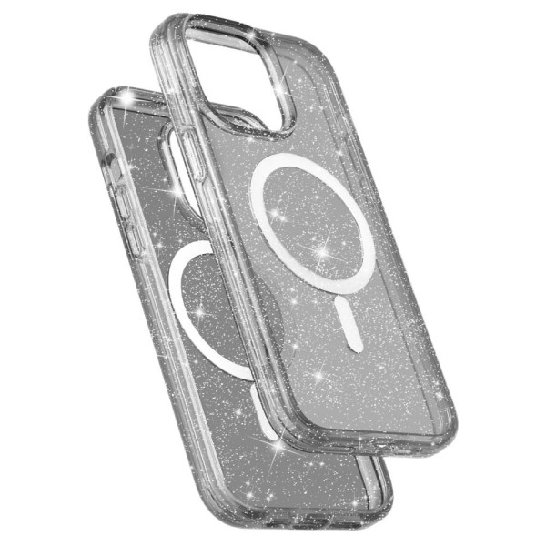 SKALO iPhone 15 Pro Max Glitter Magnetic Ring TPU Suojakuori - Musta Black