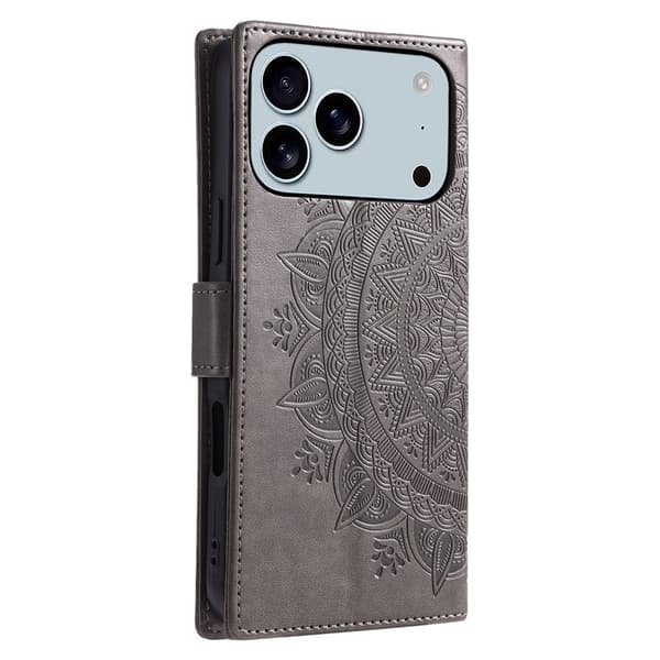 SKALO Mandala Plånboksfodral för iPhone 18 Pro Max - Grå grå
