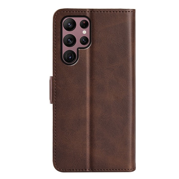 SKALO Samsung S23 Ultra Premium Wallet Flip Cover - Brun Brown