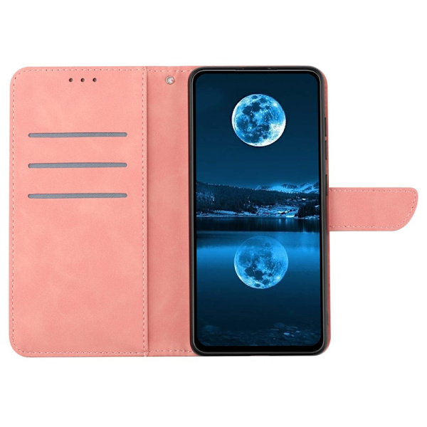 SKALO Motorola Moto E14 4G Embossed Plånboksfodral i PU-Läder - Rosa Rosa