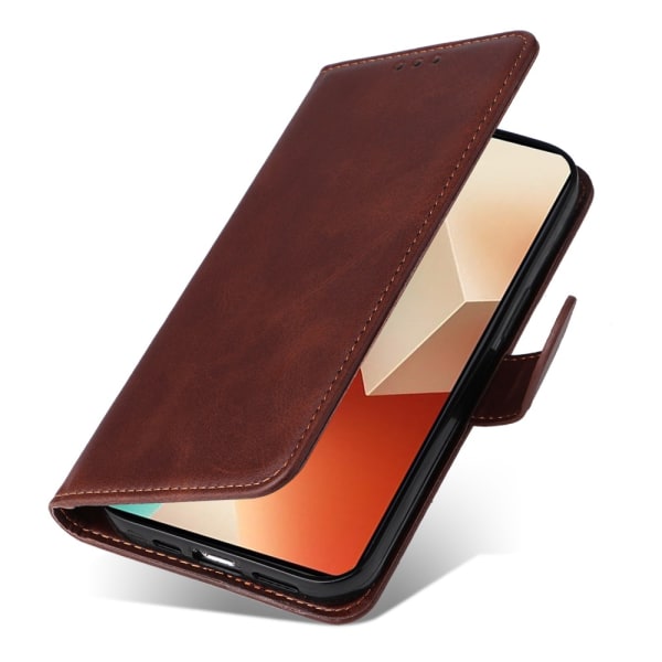 SKALO Xiaomi Redmi Note 13 5G PU-læder Pungetui - Vælg farve Brown