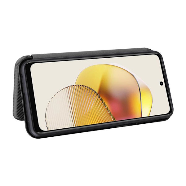 SKALO Motorola Moto G73 5G Carbon Fiber Plånboksfodral - Svart Svart