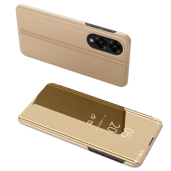 SKALO Samsung S25 Edge Clear View Lompakkokotelo - Kulta Gold