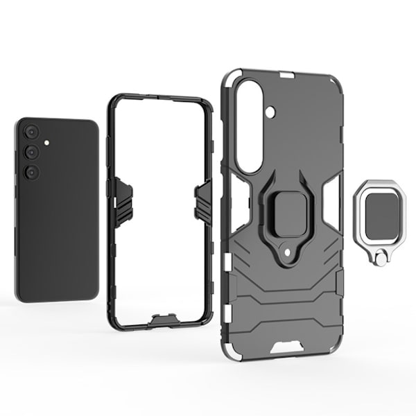 SKALO Samsung S24+ Armor Hybrid Metallring skal - Svart Svart