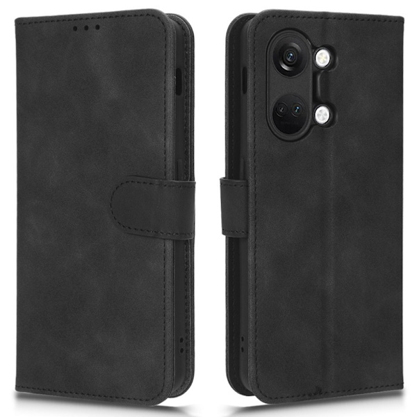 SKALO OnePlus Nord 3 5G / Ace 2V Matt PU Nahka lompakkokotelo - Musta Black