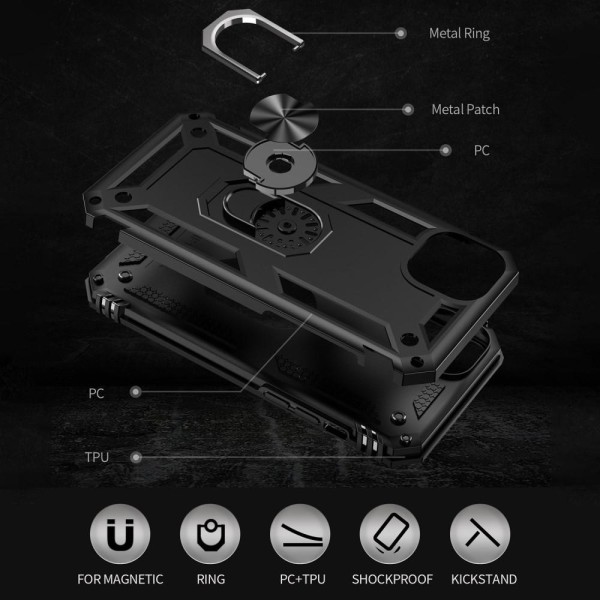 SKALO iPhone 15 Plus Armor Hybrid Metallring skal - Svart Svart