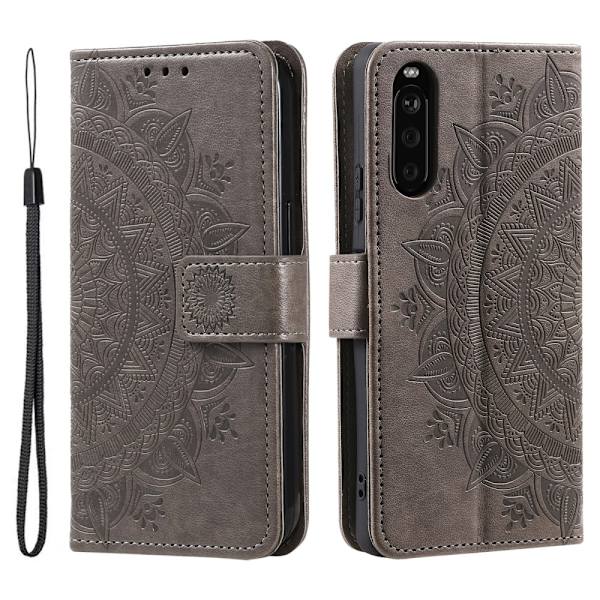 SKALO Sony Xperia 10 VI Mandala lompakkokotelo - Harmaa Grey