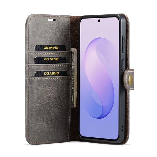 DG MING 2-i-1 Magnet Plånboksfodral för Samsung Galaxy S26 FE - Grå grå