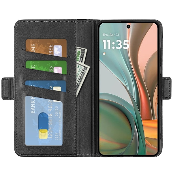 SKALO Motorola Moto G75 5G Premium ID Lompakkokotelo - Musta Black