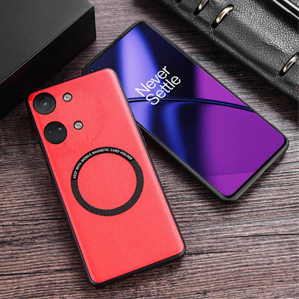 SKALO OnePlus Nord 3 5G / Ace 2V PU-Läder Hybrid Magnetring Skal - Svart Svart