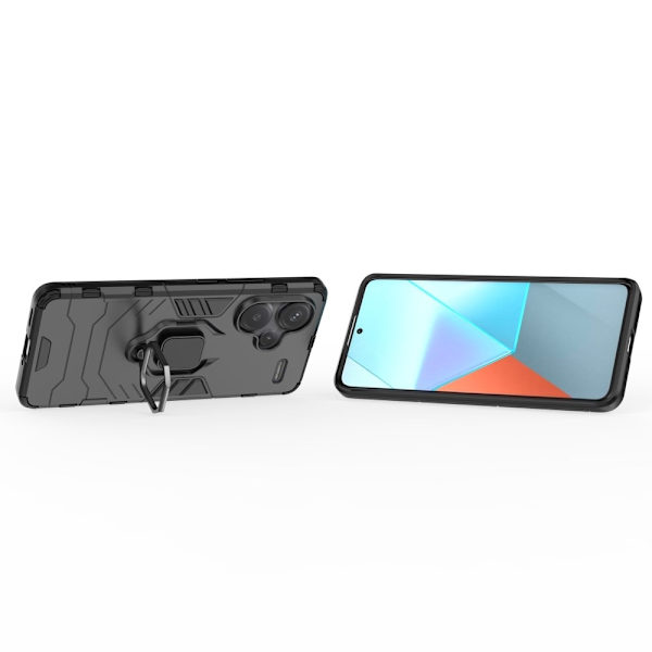 SKALO Xiaomi Redmi Note 13 Pro+ Armor Hybridi metallirengas kuori - Musta Black