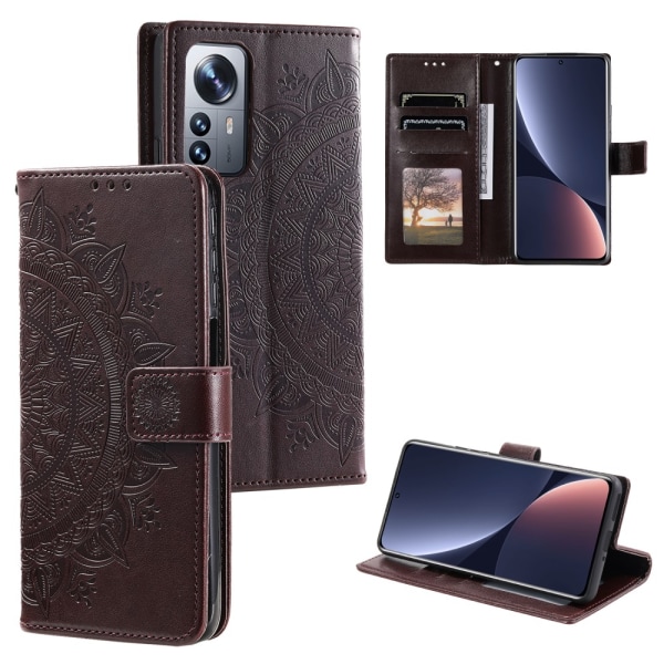 SKALO Xiaomi 12 Pro Mandala lompakkokotelo - Ruskea Brown