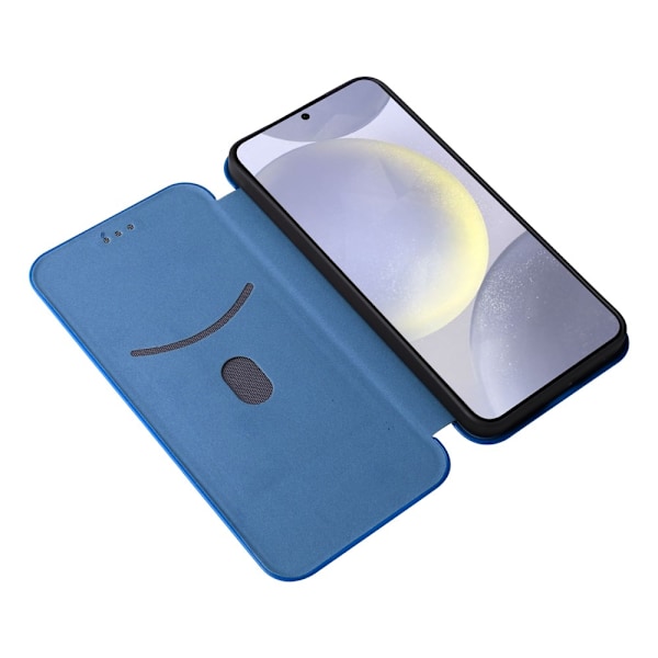 SKALO Samsung S25 Carbon Fiber Plånboksfodral - Blå Blå
