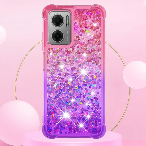 SKALO Xiaomi Redmi 10 5G Juoksuhiekka Glitter Sydämet TPU kuori - Pinkki-Violetti Multicolor