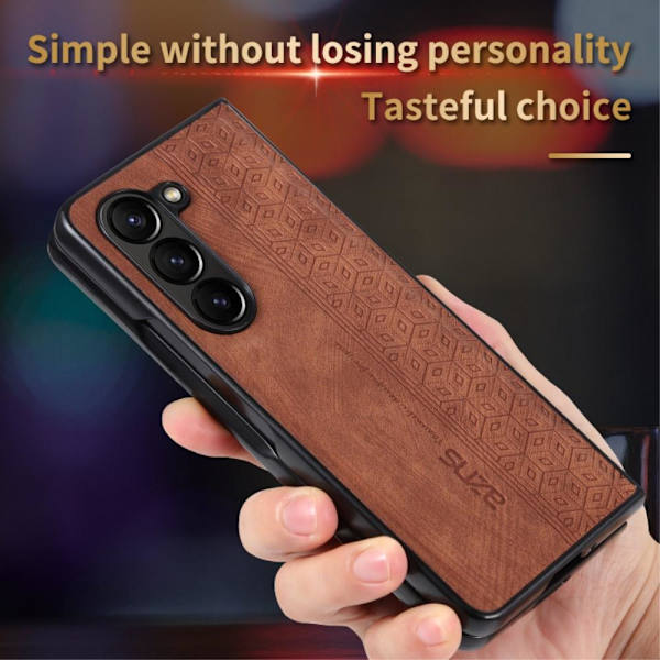 SKALO Samsung Z Fold5 AZNS PU-Läder Skal - Brun Brun