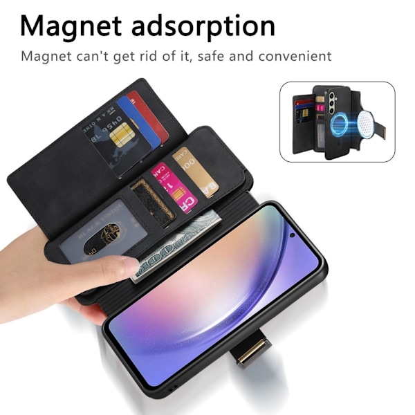 SKALO Samsung A26 5G 2-in-1 Magnet PU-Læder Ring Flip Cover - Sort Black