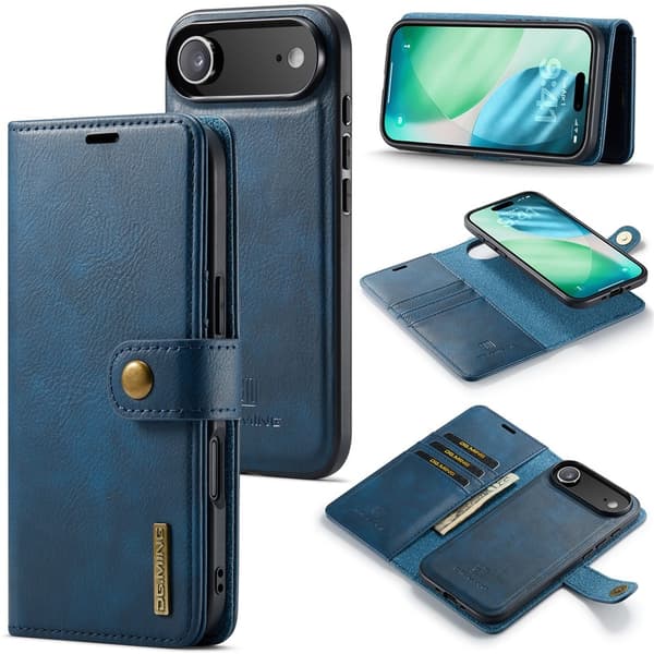 DG MING iPhone Air 2-i-1 Magnet Plånboksfodral - Blå Blå