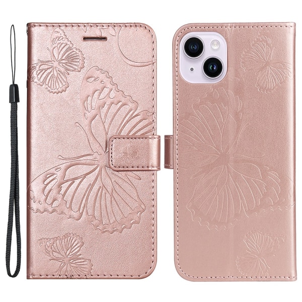 SKALO iPhone 15 Plus Mandala Butterfly Plånboksfodral - Roséguld Rosa guld