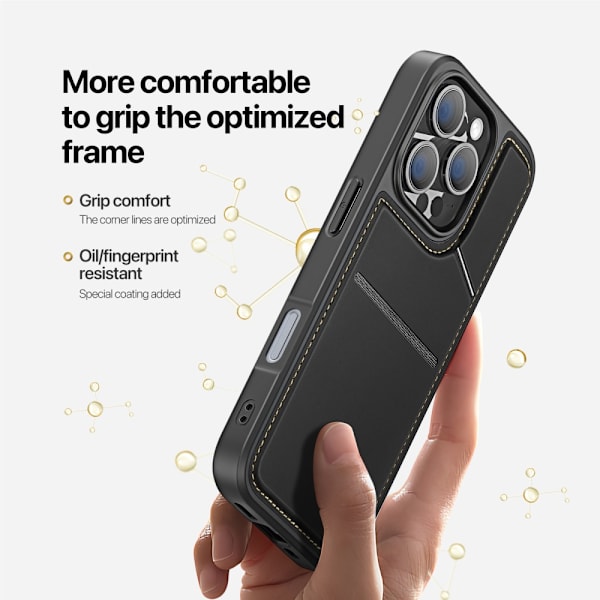 DUX DUCIS iPhone 16 Pro Rafi II Series Suojakuori jossa on Korttipidike - Musta Black