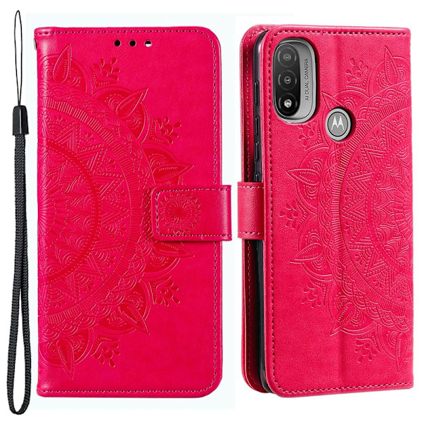 SKALO Moto E20/E30/E40 Mandala Plånboksfodral - Cerise Cerise