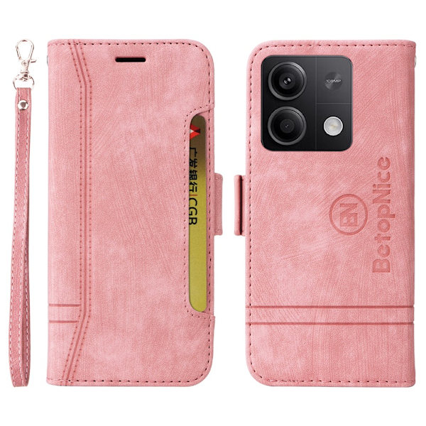 SKALO Xiaomi Redmi Note 13 5G BETOPNICE 001 Lompakkokotelo PU-nahkaa - Pinkki Pink