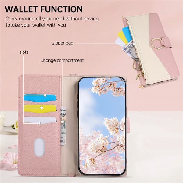SKALO Litchi Plånboksfodral för Google Pixel 11 Pro - Rosa Rosa