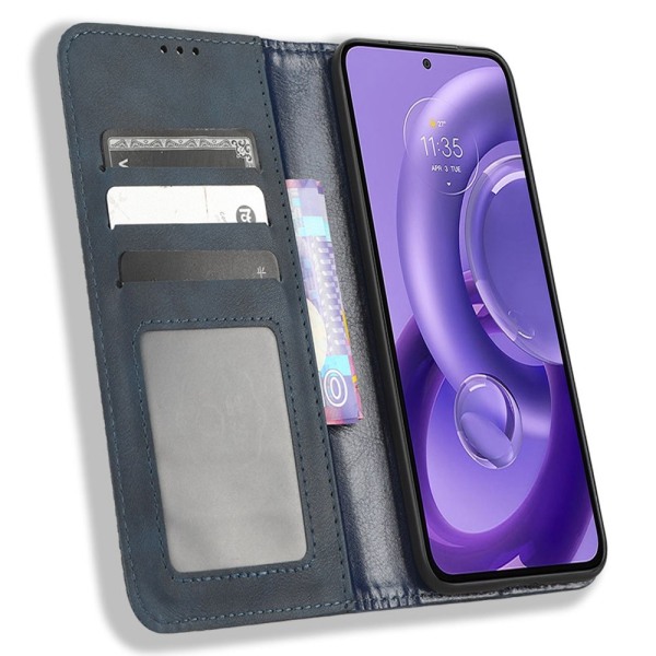 SKALO Motorola Edge 30 Neo 5G Embossed Premium Plånboksfodral - Blå