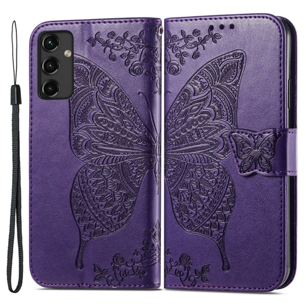 SKALO Samsung A14 4G/5G Mandala Butterfly lompakkokotelo - Viole Purple