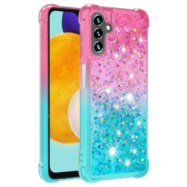 SKALO Samsung A54 5G Kvicksand Glitter Hjärtan TPU-skal - Rosa-T multifärg