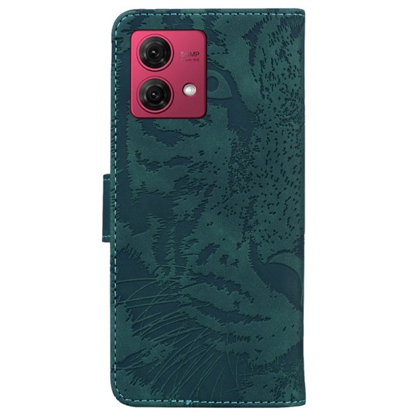 SKALO Motorola Moto G84 5G Embossed Tiger Plånbok - Grön Grön
