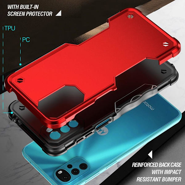 SKALO Motorola Moto G22 Shockproof Armor Suojakuori - Ruusukulta Pink gold