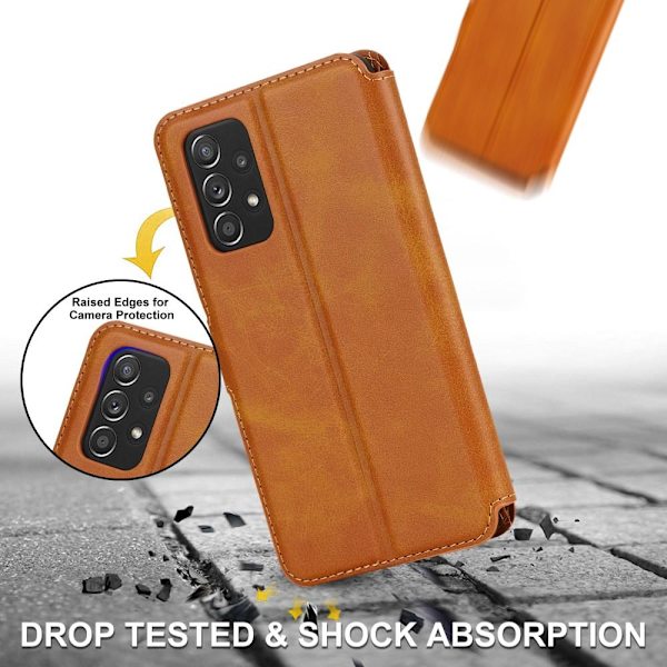 SKALO Samsung A53 5G Premium Cut Lompakkokotelo - Vaaleanruskea Light brown