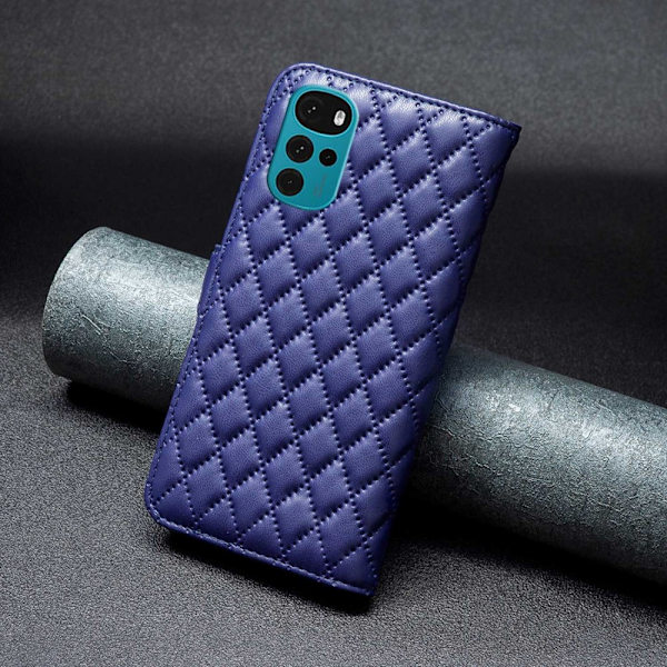 SKALO Motorola Moto G22 BINFEN COLOR Tikattu Lompakko - Sininen Blue