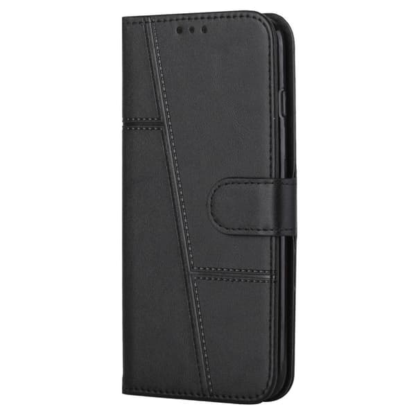 SKALO iPhone 15 Pro Embossed Triangle Flip Cover - Sort Black